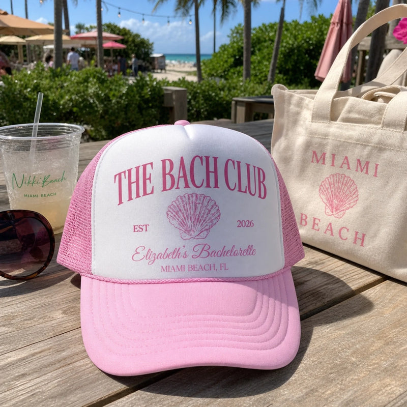 Custom Foam Trucker Hat - Personalized Summer Vacation And Travel Gifts For Best Friends, Family - Bach Club Crew
