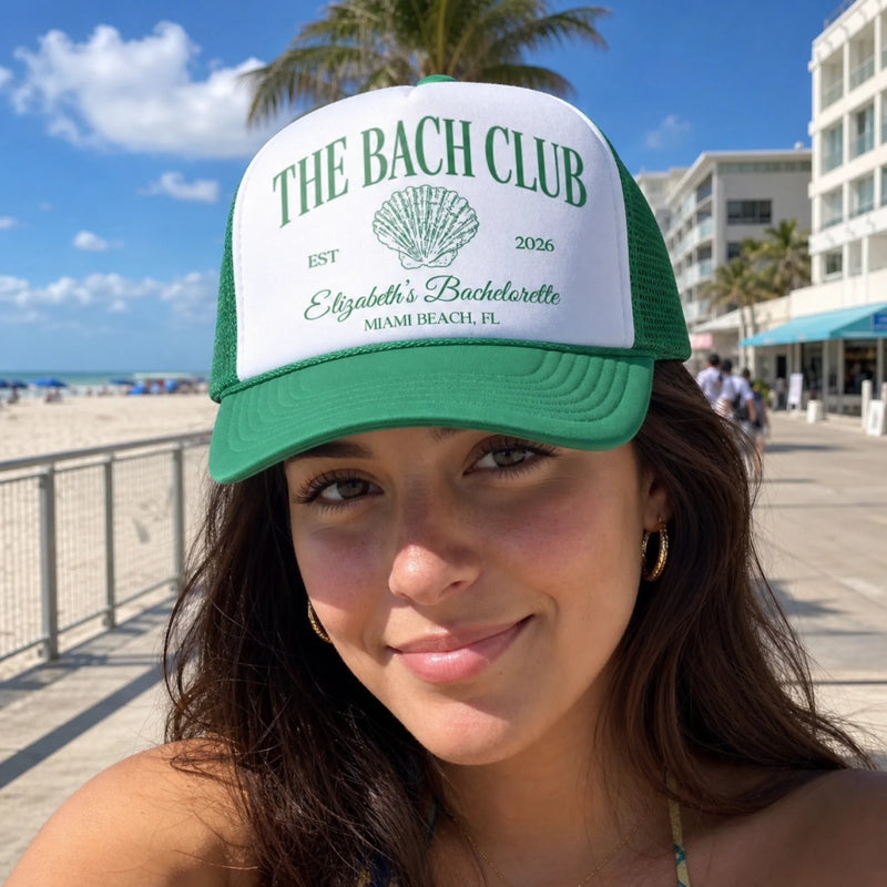 Custom Foam Trucker Hat - Personalized Summer Vacation And Travel Gifts For Best Friends, Family - Bach Club Crew