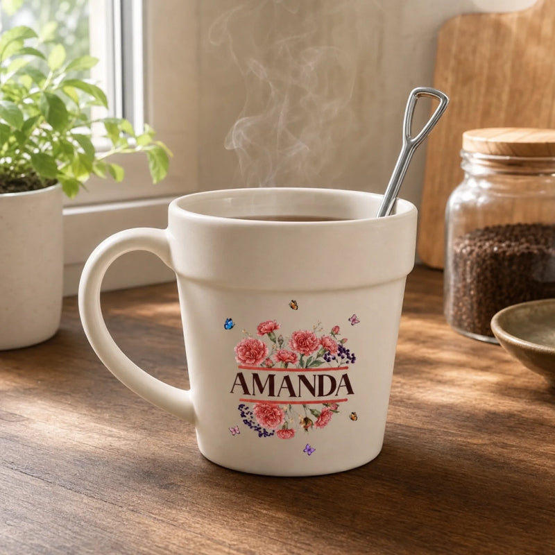 Custom Plant Pot Ceramic Mug - Personalized Birthday Garden Gifts For Gardeners, Women, Besties, Sisters, BFF -  Just A Girl And Her Pot