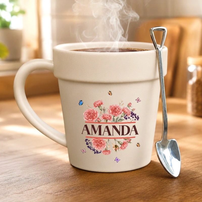 Custom Plant Pot Ceramic Mug - Personalized Birthday Garden Gifts For Gardeners, Women, Besties, Sisters, BFF -  Just A Girl And Her Pot