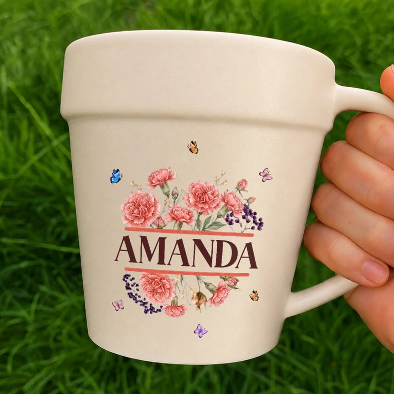 Custom Plant Pot Ceramic Mug - Personalized Birthday Garden Gifts For Gardeners, Women, Besties, Sisters, BFF -  Just A Girl And Her Pot