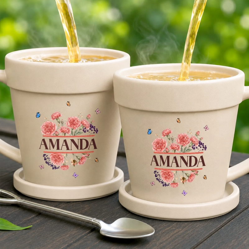 Custom Plant Pot Ceramic Mug - Personalized Birthday Garden Gifts For Gardeners, Women, Besties, Sisters, BFF -  Just A Girl And Her Pot
