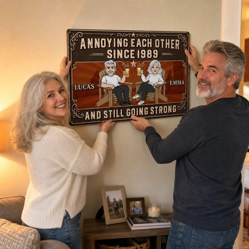 Custom Home Decor Metal Sign - Personalized  Anniversary Wedding Gifts For Husband And Wife, Him And Her - Stuck With You