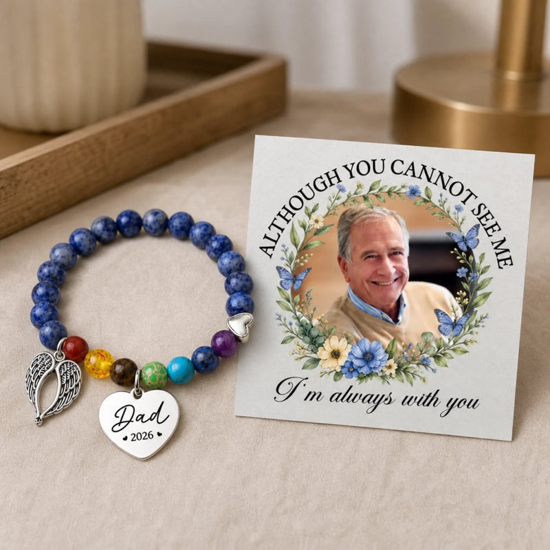 Custom Photo Rainbow Bridge Bracelet - Personalized Memorial Sympathy Gifts For Loss Of Mom, Dad - Your Light Lives On