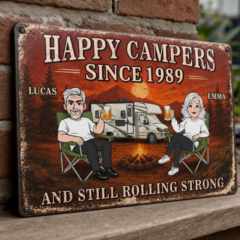 Custom Home Decor Metal Sign - Personalized Anniversary Wedding Camping Gifts For Campers, Husband And Wife, Him And Her - Lost In The Woods Together
