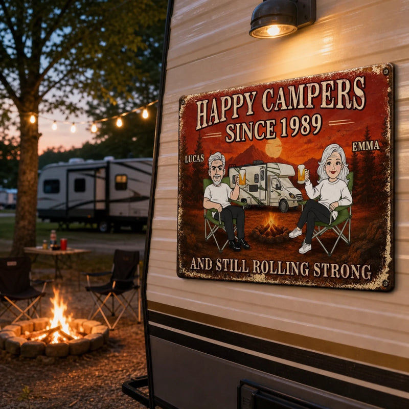Custom Home Decor Metal Sign - Personalized Anniversary Wedding Camping Gifts For Campers, Husband And Wife, Him And Her - Lost In The Woods Together