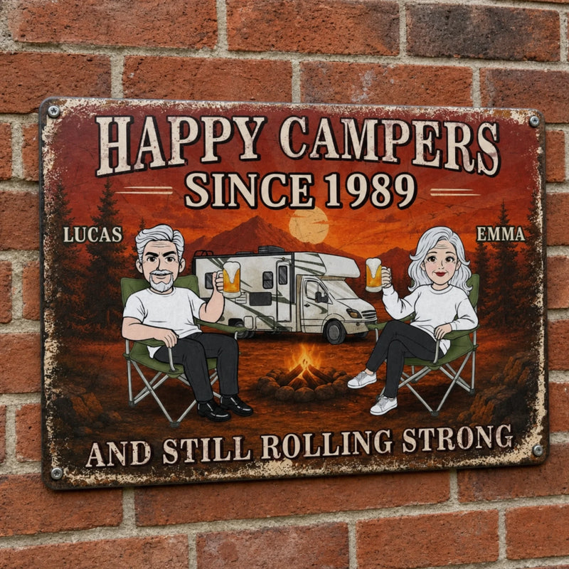 Custom Home Decor Metal Sign - Personalized Anniversary Wedding Camping Gifts For Campers, Husband And Wife, Him And Her - Lost In The Woods Together