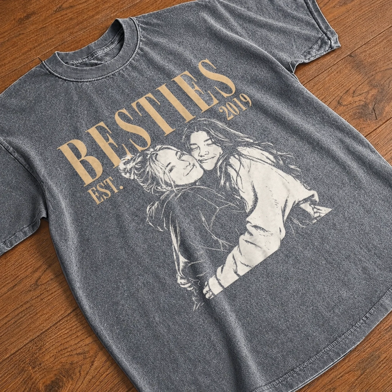 Custom Photo Washed Cotton T-shirt - Personalized Best Friend Birthday Gifts For Women, Besties, Sisters, BFF - Still Rocking Together After All These Years