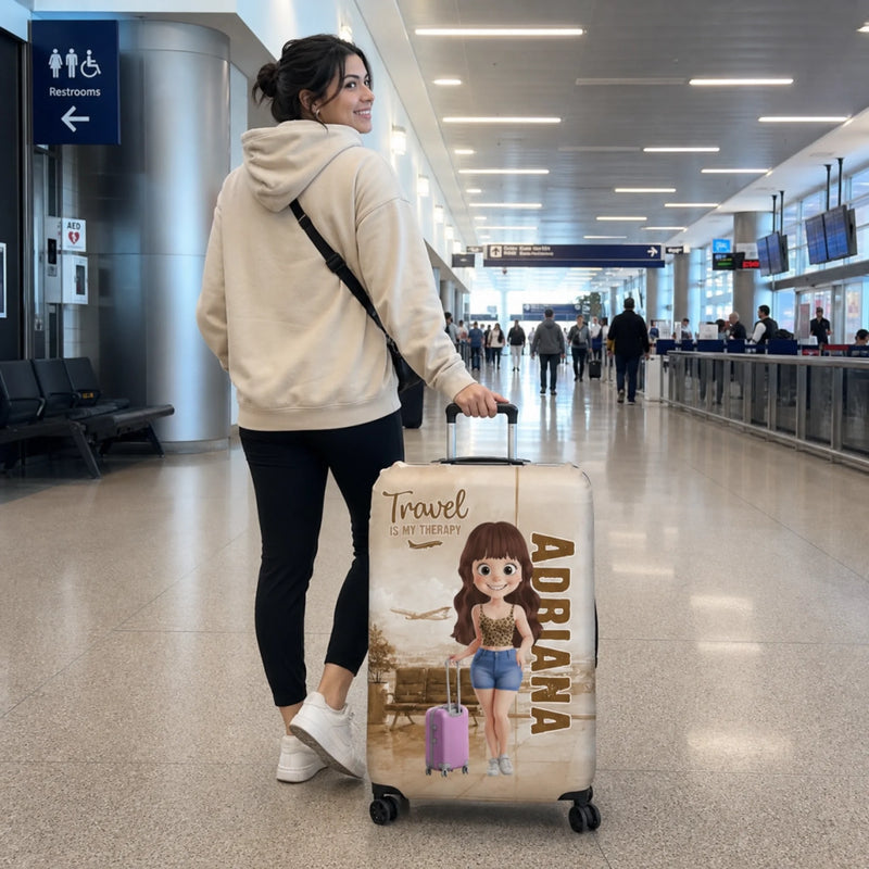 Custom Luggage Cover - Personalized Summer Vacation And Travel Gifts For Women, Besties, Sisters, BFF - Passport Ready Heart Open