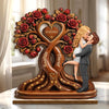 Custom 2-Layered Wooden Plaque - Personalized Anniversary Wedding Gifts For Husband And Wife, Him And Her - Love Blooms Under The Rose Tree