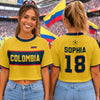 Custom Women's Colombia World Football Jersey Crop Tee - Personalized Birthday Gifts For Football Lovers, Sports Fans, Sports Lovers - Born In Passion, Raised On Football
