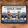 Custom Home Decor Metal Sign - Personalized  Summer Vacation And Travel Gifts For Husband And Wife, Him And Her - Couples Who Laugh Together, Stay Together