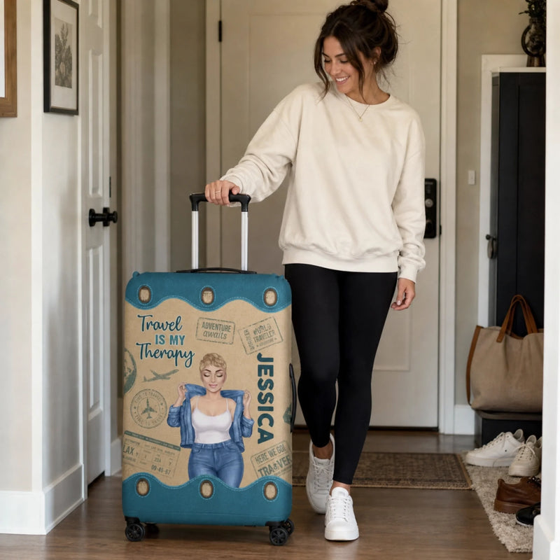 Custom Luggage Cover - Personalized Summer Vacation And Travel Gifts For Women, Besties, Sisters, BFF - Adventure Awaits Everywhere