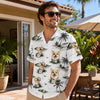 Custom Photo Unisex Tropical Hawaiian Aloha Shirt - Personalized Summer Vacation And Travel Gifts For Dog Cat Lovers, Dog Dad And Mom, Cat Owners - Sandy Paws Happy Days