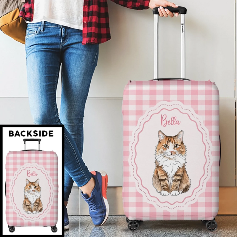 Custom Photo Luggage Cover - Personalized Summer Vacation And Travel Gifts For Dog Cat Lovers, Dog Dad And Mom, Cat Owners - Pawsport Ready