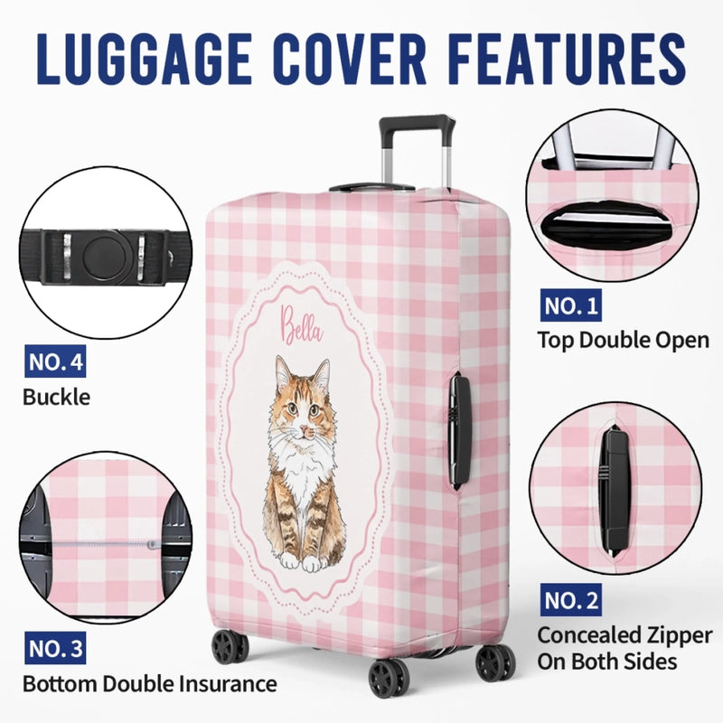 Custom Photo Luggage Cover - Personalized Summer Vacation And Travel Gifts For Dog Cat Lovers, Dog Dad And Mom, Cat Owners - Pawsport Ready
