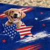 Custom Photo Beach Towel - Personalized 4th Of July, Summer Vacation And Travel Gifts For Dog Cat Lovers, Dog Dad And Mom, Cat Owners - Pawtriotic Summer Vibes