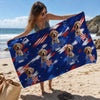 Custom Photo Beach Towel - Personalized 4th Of July, Summer Vacation And Travel Gifts For Dog Cat Lovers, Dog Dad And Mom, Cat Owners - Pawtriotic Summer Vibes