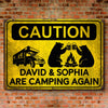 Custom Home Decor Metal Sign - Personalized Birthday Camping Gifts For Campers - Caution Happy Camper Ahead