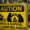 Custom Home Decor Metal Sign - Personalized Birthday Camping Gifts For Campers - Caution Happy Camper Ahead