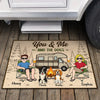 Custom Home Decor Decorative Mat - Personalized Anniversary Wedding Camping Gifts For Campers, Husband And Wife, Him And Her, Dog Lovers - Chillin By The Fire
