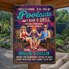 Custom Home Decor Poolside Metal Sign - Personalized Summer Vacation And Travel Gifts For Husband And Wife, Him And Her - Naval Home Sweet Home