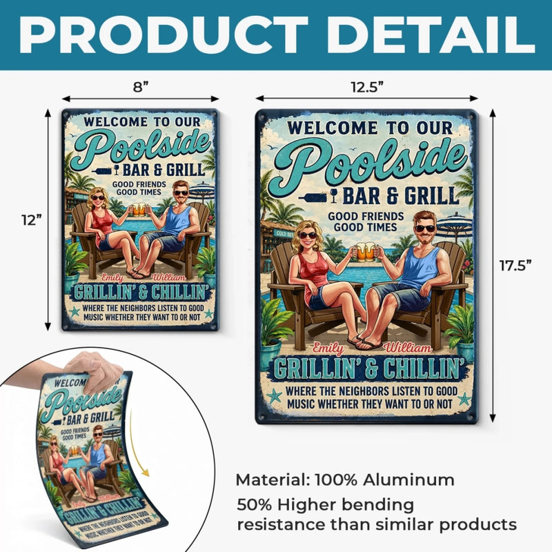 Custom Poolside Home Decor Metal Sign - Personalized  Summer Vacation And Travel Gifts For Husband And Wife, Him And Her - Welcome To Navy Home