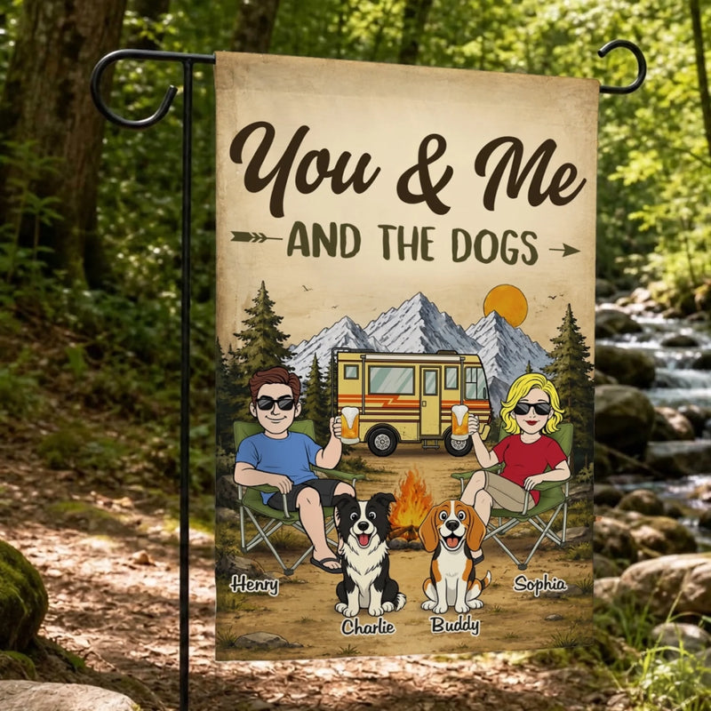 Custom Flag - Personalized Travel Camping Gifts For Campers, Husband And Wife, Him And Her, Dog Lovers, Dog Dad And Mom - Adventure Together