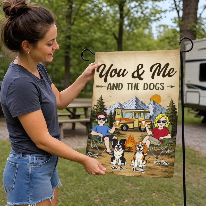 Custom Flag - Personalized Travel Camping Gifts For Campers, Husband And Wife, Him And Her, Dog Lovers, Dog Dad And Mom - Adventure Together