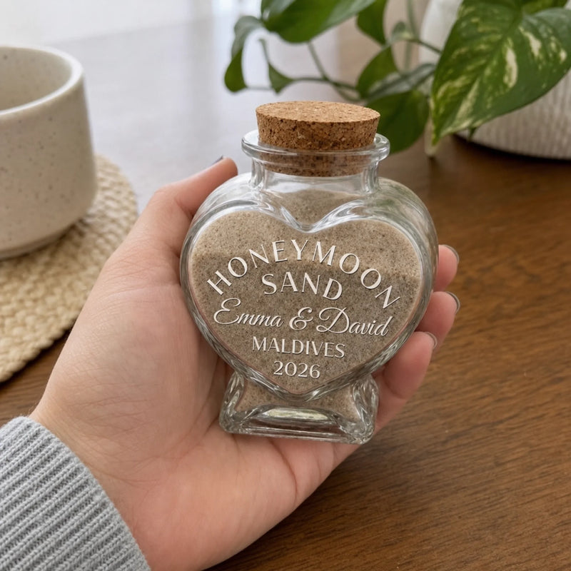 Custom Glass Keepsake Bottle - Personalized Anniversary Wedding Gifts For Husband And Wife, Him And Her - Love You To The Beach And Back