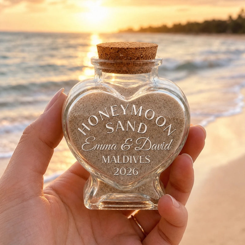 Custom Glass Keepsake Bottle - Personalized Anniversary Wedding Gifts For Husband And Wife, Him And Her - Love You To The Beach And Back