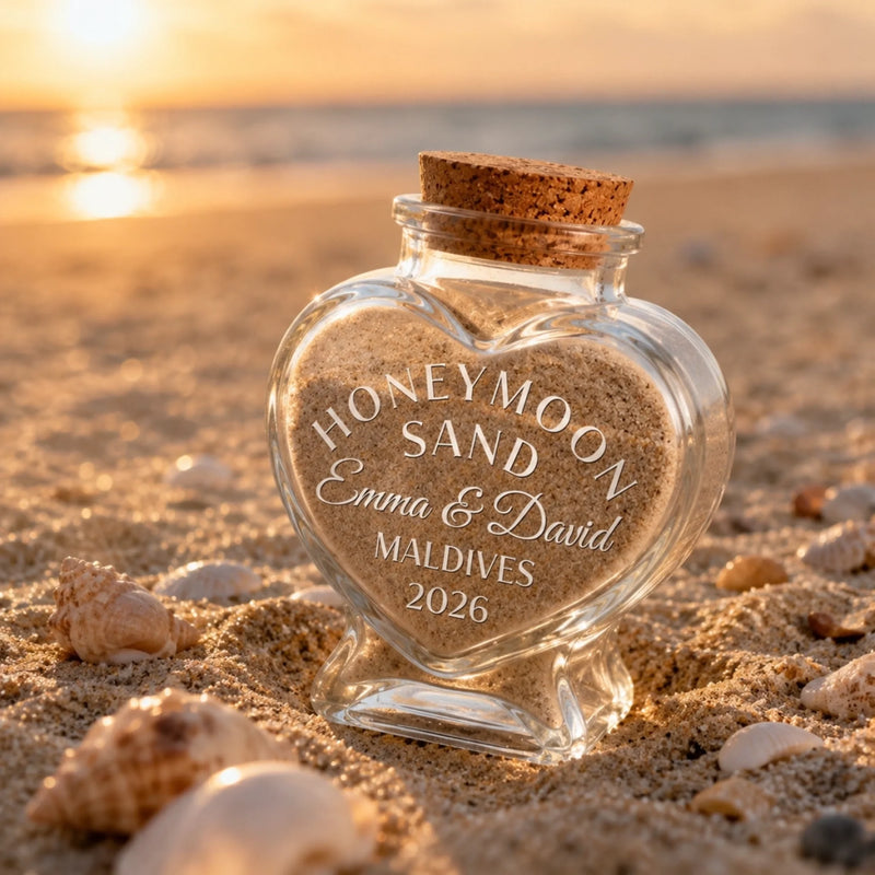 Custom Glass Keepsake Bottle - Personalized Anniversary Wedding Gifts For Husband And Wife, Him And Her - Love You To The Beach And Back