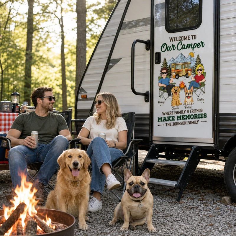 Custom RV Decal - Personalized Anniversary Wedding Camping Gifts For Campers, Husband And Wife, Dog Dad And Mom - Together Is Our Favorite Campsite