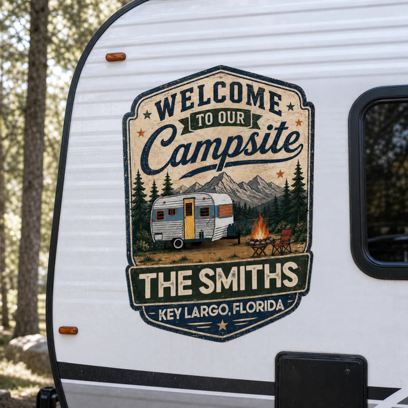 Custom RV Decal - Personalized Birthday Camping Gifts For Campers - Our Happy Camper Place