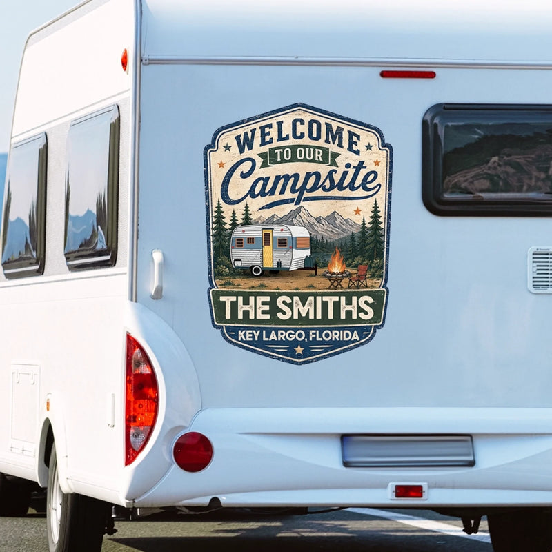 Custom RV Decal - Personalized Birthday Camping Gifts For Campers - Our Happy Camper Place
