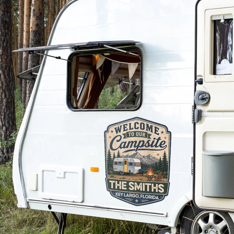 Custom RV Decal - Personalized Birthday Camping Gifts For Campers - Our Happy Camper Place
