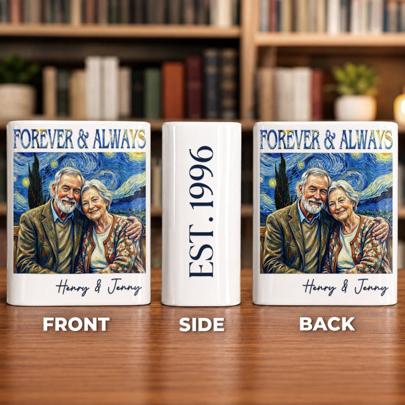 Custom Book Vase - Personalized Anniversary Wedding Gifts For Husband And Wife, Him And Her - Together Under Starry Skies