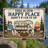 Custom Home Decor Metal Sign - Personalized Birthday Camping Gifts For Campers, Husband And Wife, Him And Her - Campfire & Love