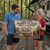 Custom Home Decor Metal Sign - Personalized Birthday Camping Gifts For Campers, Husband And Wife, Him And Her - Campfire & Love