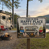 Custom Home Decor Metal Sign - Personalized Birthday Camping Gifts For Campers, Husband And Wife, Him And Her - Campfire & Love