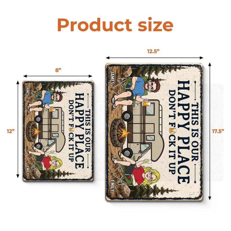 Custom Home Decor Metal Sign - Personalized Birthday Camping Gifts For Campers, Husband And Wife, Him And Her - Campfire & Love