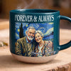 Custom Photo Printed Pottery Mug - Personalized Anniversary Wedding Gifts For Husband And Wife, Him And Her - Together Under Starry Skies