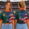 Custom Women's World Football Jersey Crop Tee - Personalized Birthday Gifts For Football Lovers, Sports Fans, Sports Lovers - Love Wins On This Pitch