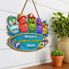 Custom Poolside Wood Sign - Personalized Summer Vacation And Travel Gifts For Grandma, Grandpa - Grandkids Welcome Here