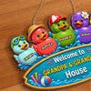 Custom Poolside Wood Sign - Personalized Summer Vacation And Travel Gifts For Grandma, Grandpa - Grandkids Welcome Here