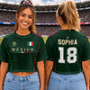 Custom Women's Mexico World Football Jersey Crop Tee - Personalized Birthday Gifts For Football Lovers, Sports Fans, Sports Lovers - Viva La Passion On Pitch