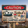Custom Home Decor Metal Sign - Personalized  Birthday Camping Gifts For Campers, Husband And Wife, Him And Her - Living Our Best Retro Summer Life