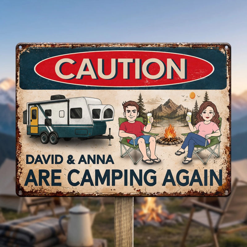 Custom Home Decor Metal Sign - Personalized  Birthday Camping Gifts For Campers, Husband And Wife, Him And Her - Living Our Best Retro Summer Life