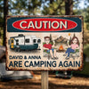 Custom Home Decor Metal Sign - Personalized  Birthday Camping Gifts For Campers, Husband And Wife, Him And Her - Living Our Best Retro Summer Life