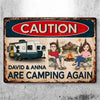 Custom Home Decor Metal Sign - Personalized  Birthday Camping Gifts For Campers, Husband And Wife, Him And Her - Living Our Best Retro Summer Life